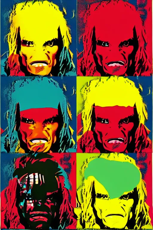 Image similar to predator movie pop art by andy warhol