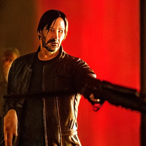 Image similar to Keanu Reeves as a mercenary in Blade Runner: 2049