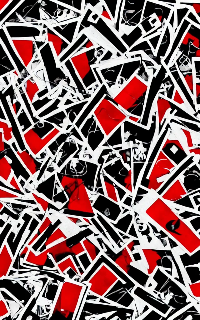 Prompt: a modern art piece in the style of a playing card, black, white, red, high quality, 4k