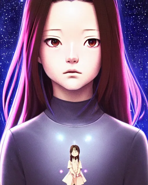 Image similar to portrait Anime as mackenzie foy interstellar, girl cute-fine-face, brown-black-hair hazel eyes pretty face, realistic shaded Perfect face, fine details. Anime. Interstellar,realistic shaded lighting by Ilya Kuvshinov katsuhiro otomo ghost-in-the-shell, magali villeneuve, artgerm, rutkowski, WLOP Jeremy Lipkin and Giuseppe Dangelico Pino and Michael Garmash and Rob Rey