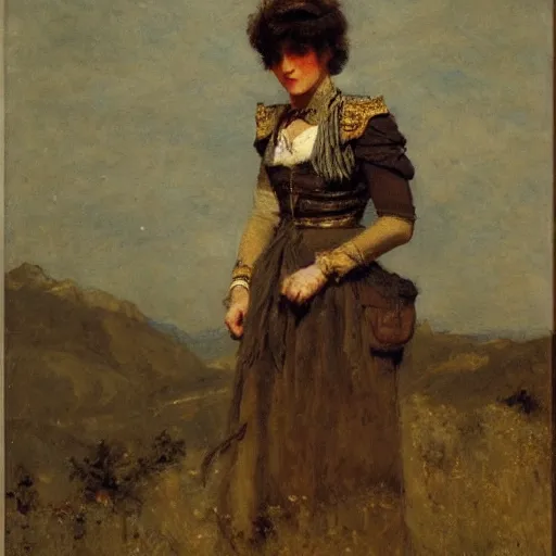 Image similar to female adventurer by alfred stevens