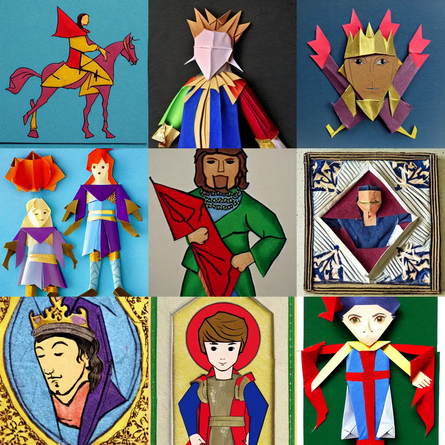 Prompt: medieval prince, origami