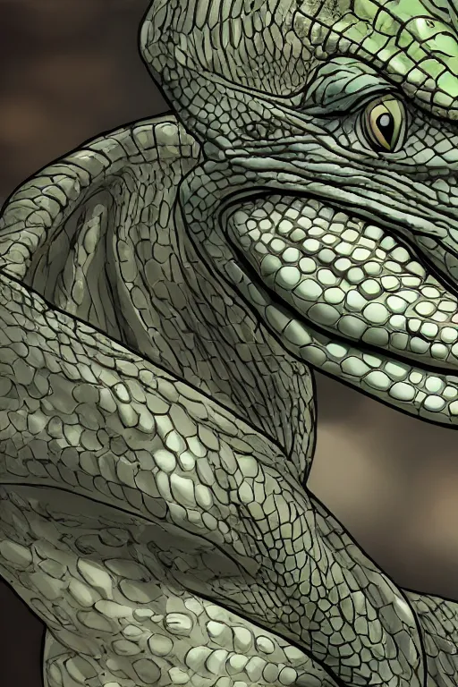 Image similar to lizardman, gray scales, anime, hd,