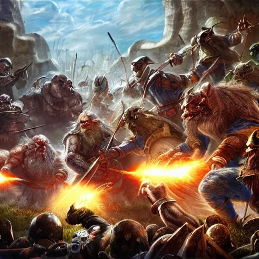 fantasy art of a massive battle between goblins and | Stable Diffusion ...