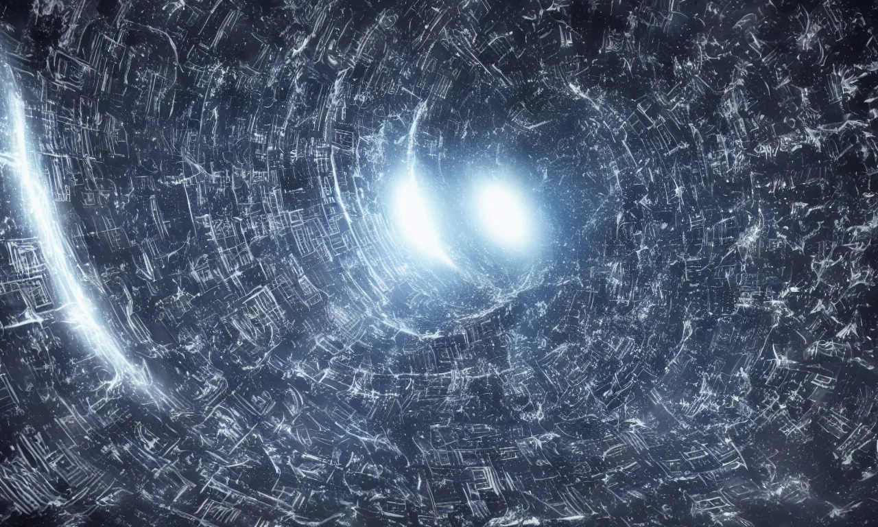 Prompt: space junk forms tiled vortex in empty dark space, octane render