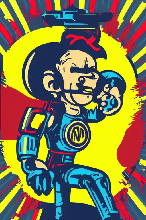 Image similar to fallout 7 6 retro futurist illustration art by butcher billy, sticker, colorful, illustration, highly detailed, simple, smooth and clean vector curves, no jagged lines, vector art, smooth andy warhol style