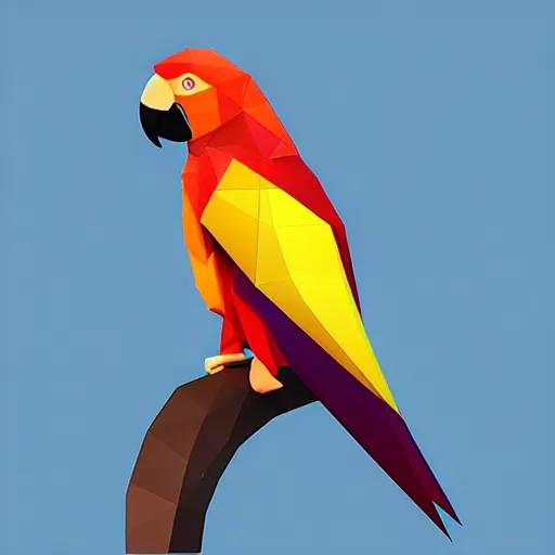 Image similar to a geometric, low poly parrot by mark li, digital art