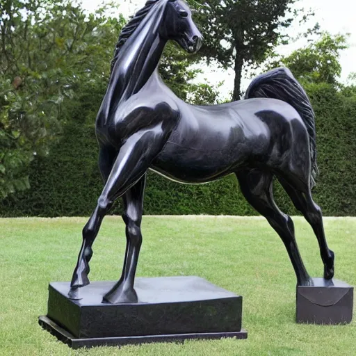 Prompt: a beautiful horse statue made of glass, realistic, natural lighting,