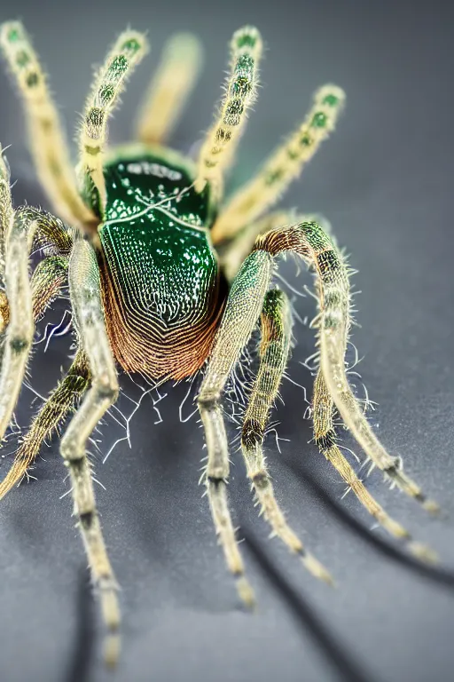 Image similar to high quality macro photo biomechanic gelatinous spiders! gorgeous highly detailed hannah yata elson peter cinematic green lighting high quality low angle hd 8k sharp shallow depth of field