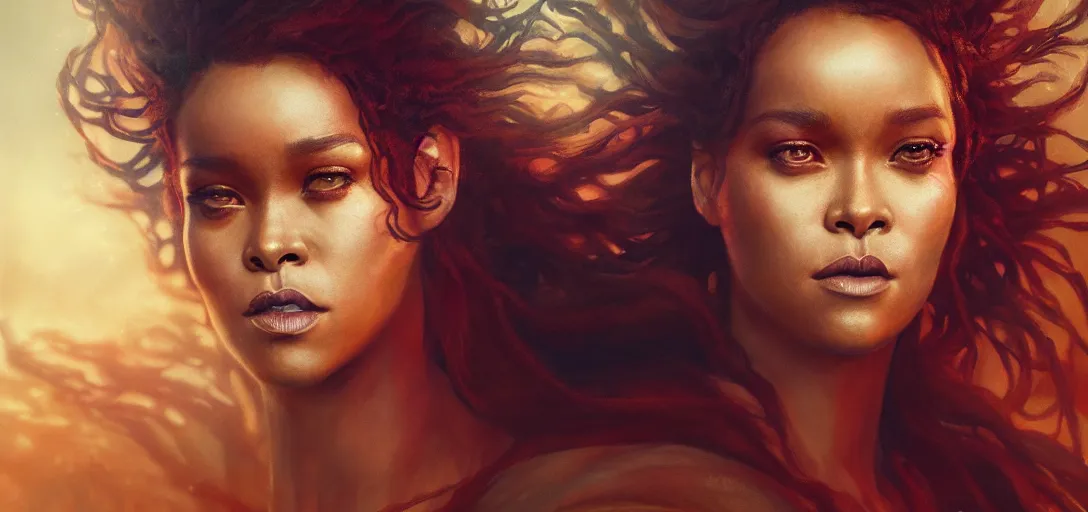 Prompt: majestic gracious regal goddess rhianna portrait, ancient greece, elysium, atmospheric lighting, painted, intricate, volumetric lighting, beautiful, rich deep colours masterpiece, golden hour, sharp focus, ultra detailed, by leesha hannigan, ross tran, thierry doizon, kai carpenter, ignacio fernandez rios