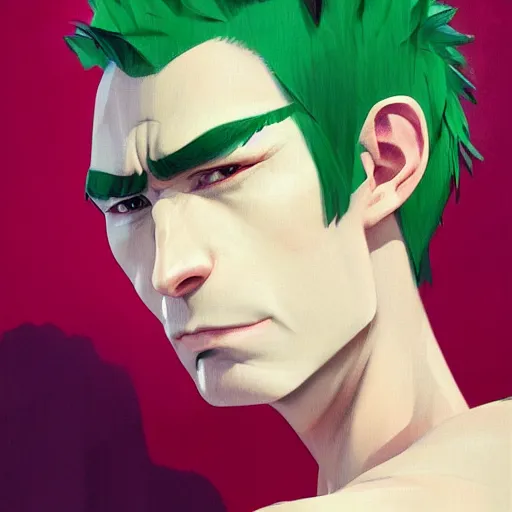 Image similar to a man with a round pink head a green mohawk green eyebrows and a long pointy red nose, realistic shaded perfect face, fine details. realistic shaded lighting poster by ilya kuvshinov katsuhiro, magali villeneuve, artgerm, jeremy lipkin and michael garmash, rob rey and kentaro miura style, trending on art station