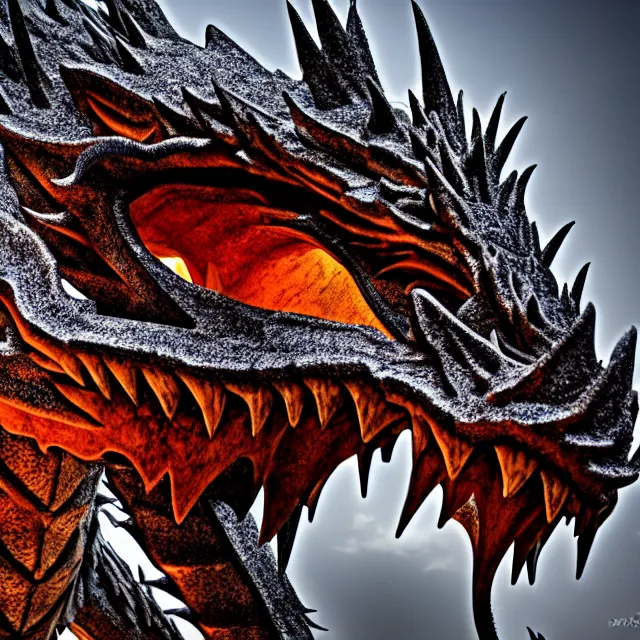 Image similar to giant spiky dragon, 8 k, hdr, smooth, sharp focus, high resolution, award - winning photo