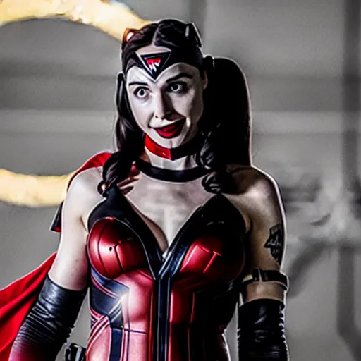 Image similar to A still of Gal Gadot as Harley Quinn