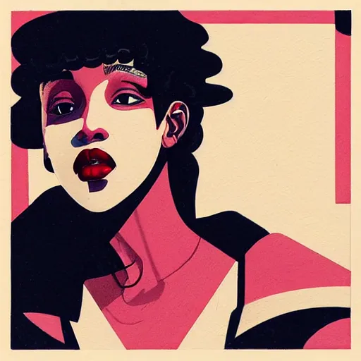 Prompt: FKA Twigs profile picture by Sachin Teng, asymmetrical, Organic Painting , Matte Painting, geometric shapes, hard edges, graffiti, street art:2 by Sachin Teng:4