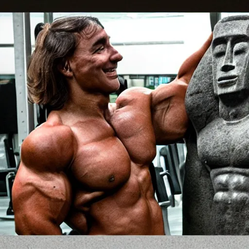 Image similar to A BodyBuilder Moai