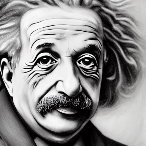 Prompt: an impasto oil painting of albert einstein!! by leonadro da vinci, 5 0 mm black and white photography, high detail, 4 k resolution, smooth colors, masterpiece, artstation