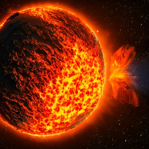 Image similar to an orange planet on fire