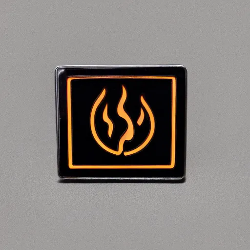 Image similar to a photo of a retro 1 9 8 0 s minimalistic clean fire flames warning enamel pin, studio lighting, behance