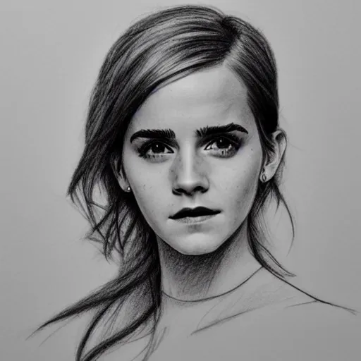 Prompt: detailed pencil sketch of emma watson
