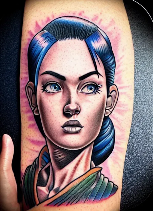 Image similar to highly detailed portrait of bulma, photographic realistic background, by nikkohurtado, by stevebutchertattoos, by den _ yakovlev, by niki 2 3 gtr, by sivak _, by tonysantos _ tattoo, trending on instagram, award winning details