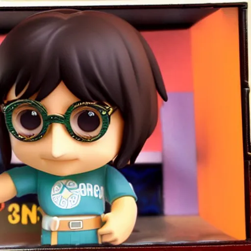 Prompt: john lennon as nendoroid and peace bird, kodak film