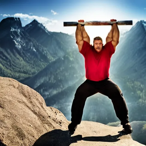 Image similar to strong man lifting a mountain