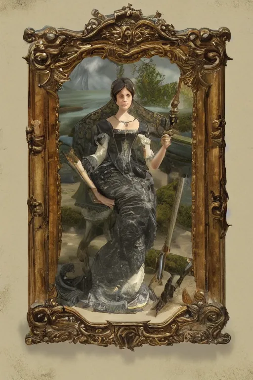 Prompt: a 3 d model of a victorian painting found in the game files of monster hunter : world ( 2 0 1 8 )