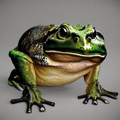 Prompt: hyperrealistic mixed media image of bullfrog with face info wars alex jones, stunning 3 d render inspired art by xiang duan and thomas eakes, perfect facial symmetry, hyper realistic texture, realistic, highly detailed attributes and atmosphere, dim volumetric cinematic lighting, 8 k octane detailed render, post - processing, masterpiece,