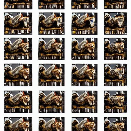 Image similar to 20 frame sprite sheet of a sideways monkey running, 8k, highly detailed, highly intricate,