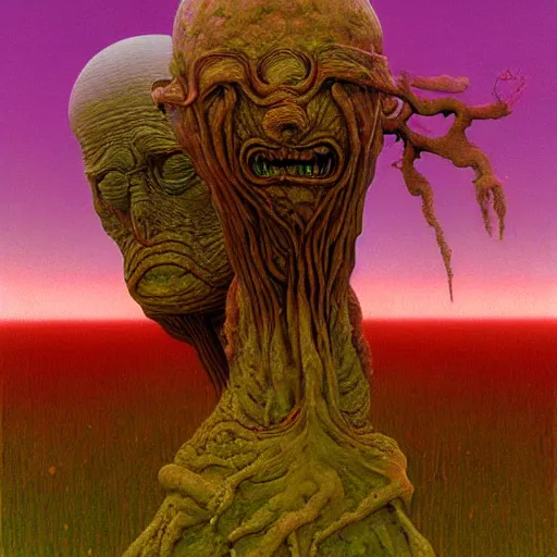 Image similar to rick and morty made by zdzislaw beksinski