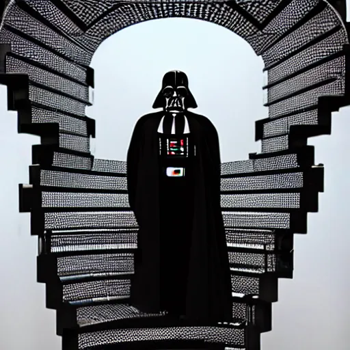 Image similar to Darth Vader walking down an infinite spiral staircase made out of diamonds,