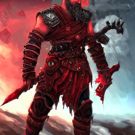 Prompt: ((((Mars the God of war)))), red theme, bloody battlefield, weapons and armors, Dota 2 hero, hearthstone art style, epic fantasy style art, fantasy epic digital art, epic fantasy card game art