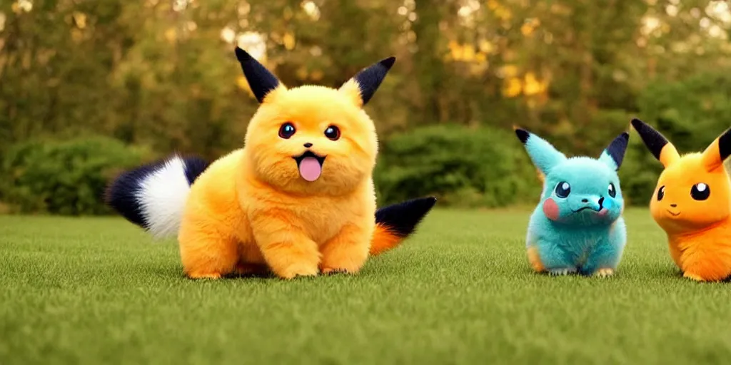 Image similar to real life pokemons photo, cute!!!, chuncky!!!, adorable!!!, fluffy!!!, ultra realistic!!!, golden hour, sharp focus