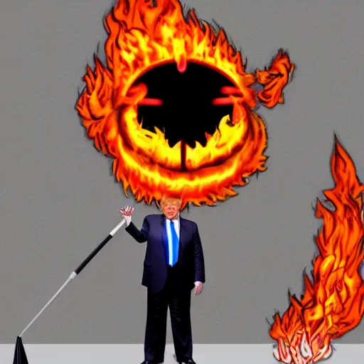 Prompt: donald trump casting fireballs,