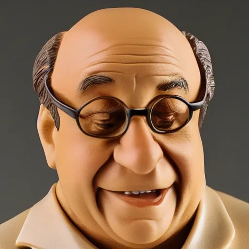 Prompt: Precious Moments ceramic figure of Danny Devito