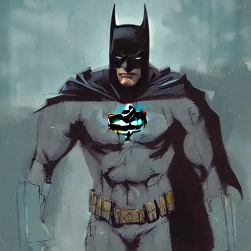 Image similar to batman, painted by Ismail Inceoglu