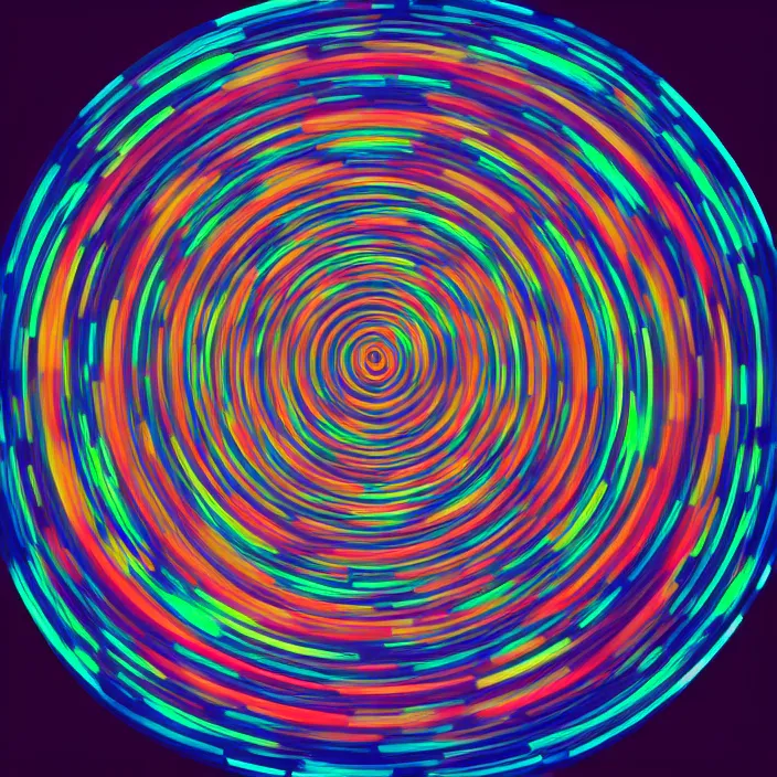 Image similar to surrealist art featuring concentric circles, lasers, flowing curves, gradients, grainy, glowy lighting, matte colors, trending on artstation