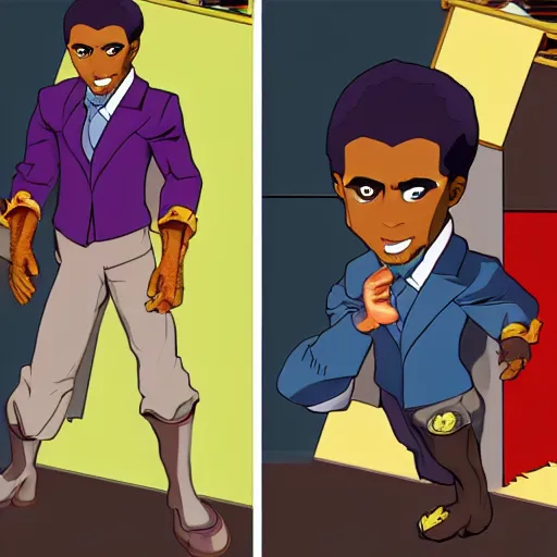 Prompt: a JoJos Bizzarre Adventure character looking like Barack Obama, color scheme