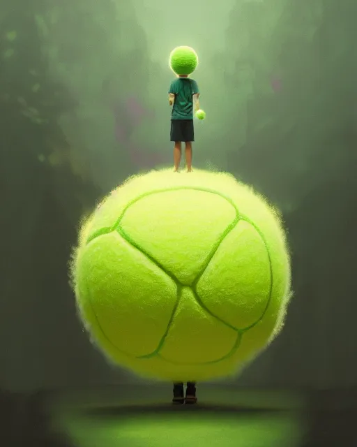 Image similar to highly detailed vfx portrait of a character of a tennis ball monster stephen bliss, chalk, unrealengine, greg rutkowski, loish, rhads, beeple, makoto shinkai and lois van baarle, ilya kuvshinov, rossdraws, tom bagshaw,