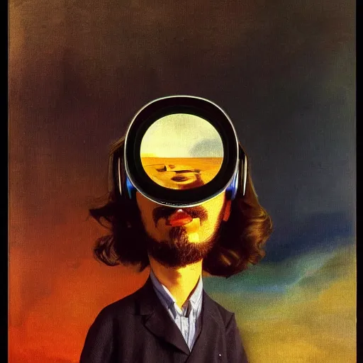 Image similar to A portrait of a VR gamer by salvador dali and ivan aivakovsky