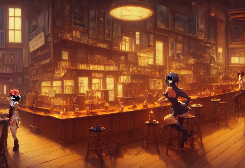 Image similar to a small empty saloon counter, intricate oil painting, high detail illustration, sharp high detail, manga and anime 1 9 9 9, official fanart behance hd artstation by jesper ejsing and makoto shinkai, 4 k,