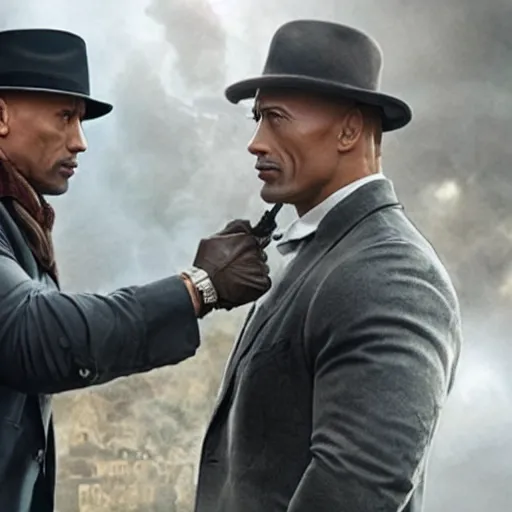 Prompt: dwayne johnson as sherlock holmes examine the evidence, cinematic scene