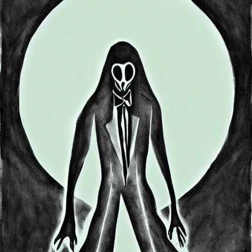 Image similar to rorsach inkblot slenderman ghost illustration by Dholl