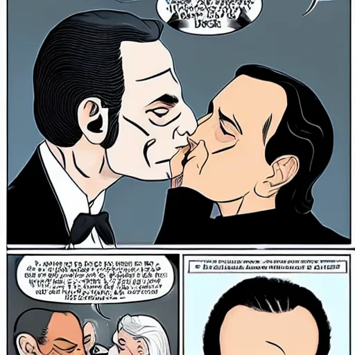 Image similar to garak kissing doctor bashir in the style of an airport romance novel
