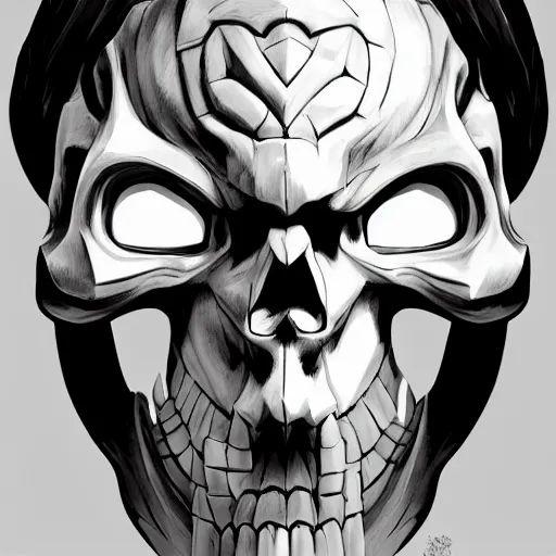 Prompt: portrait of skull mask saul goodman, anime fantasy illustration by tomoyuki yamasaki, kyoto studio, madhouse, ufotable, comixwave films, trending on artstation