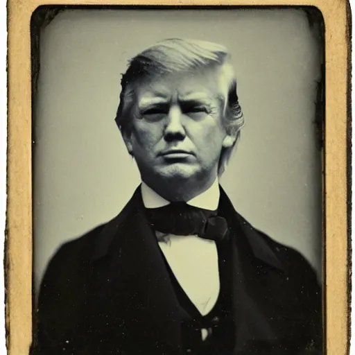 Image similar to A daguerreotype photo of Donald Trump