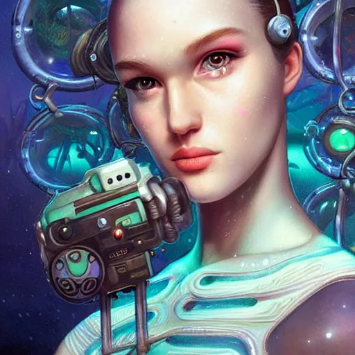 Prompt: lofi underwater biopunk artstation portrait, Pixar style, by Tristan Eaton Stanley Artgerm and Tom Bagshaw.