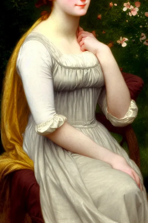 Image similar to jane austen blondie, painting by rossetti bouguereau, detailed art, artstation
