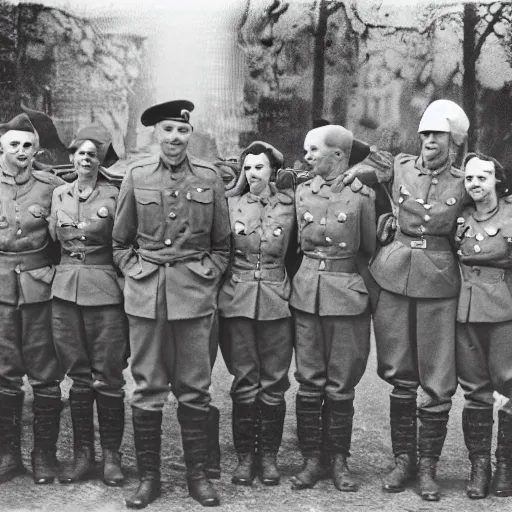 Image similar to gender reveal party with german soldiers in nazi uniform, 1 9 4 3 paris, colored photography, highly detailed scan