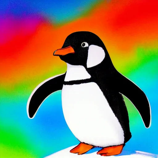 Prompt: an anime penguin, vibrant colors